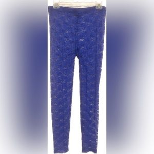Very Sexy Lacey Blue Leggings, Large, Forever 21, Good Preowned Condition